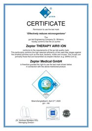 gui-lab.de certificate for Therapy Air iOn